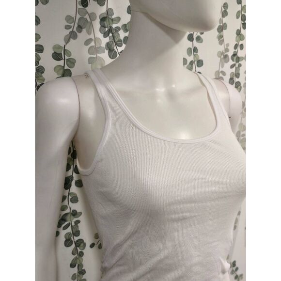 Vince White Ribbed Tank Top XS | Pima Cotton Modal Blend Made in Peru - Picture 4 of 10